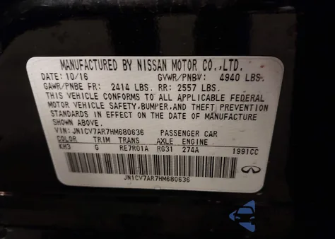 2017 Infiniti Q50 2.0T Premium из США, поврежденный, VIN JN1CV7AR7HM680636